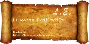 Lubovits Edömér névjegykártya